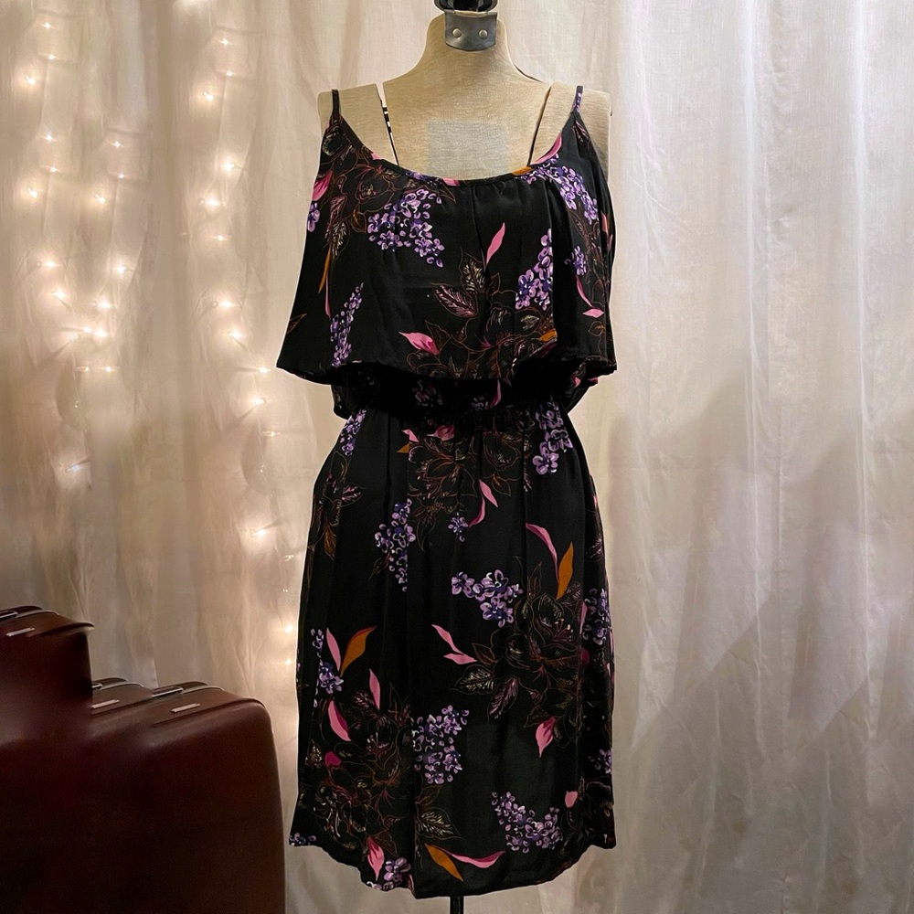 Black and Floral Mini Dress